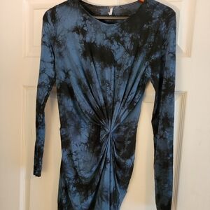 Young & Fabulous Maisie Draped Tie-Dye Dress Size Xtra Small Blue/Black
